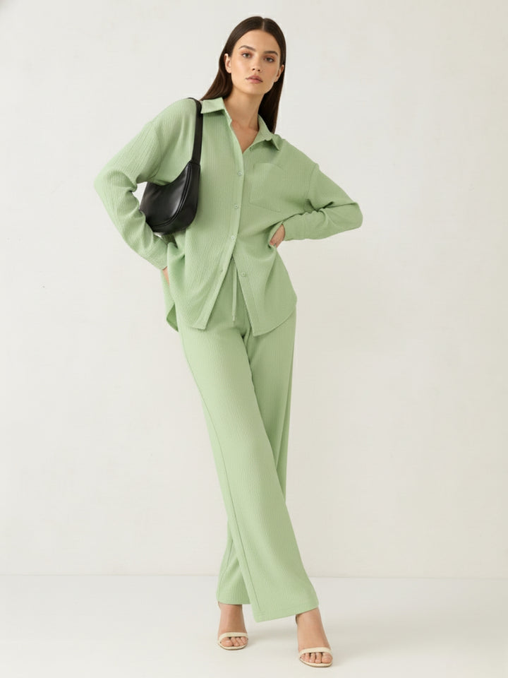Green Oversized Shirt & Pant Co-Ord Set