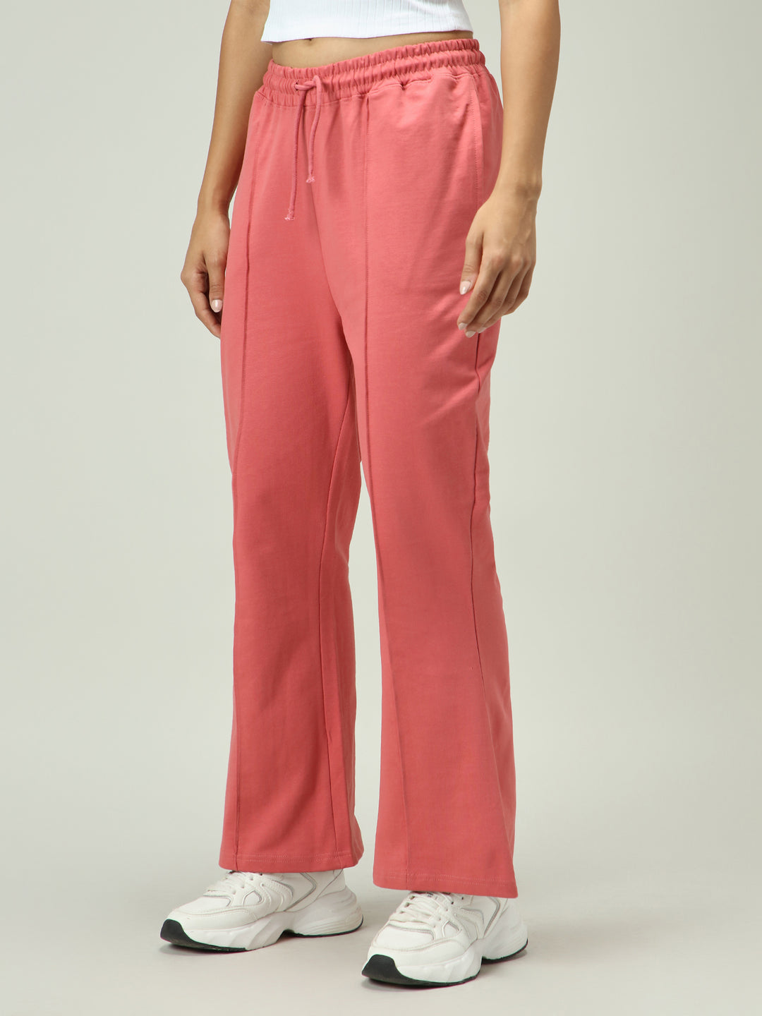 Mauve Solid Pintuck Sweatpants