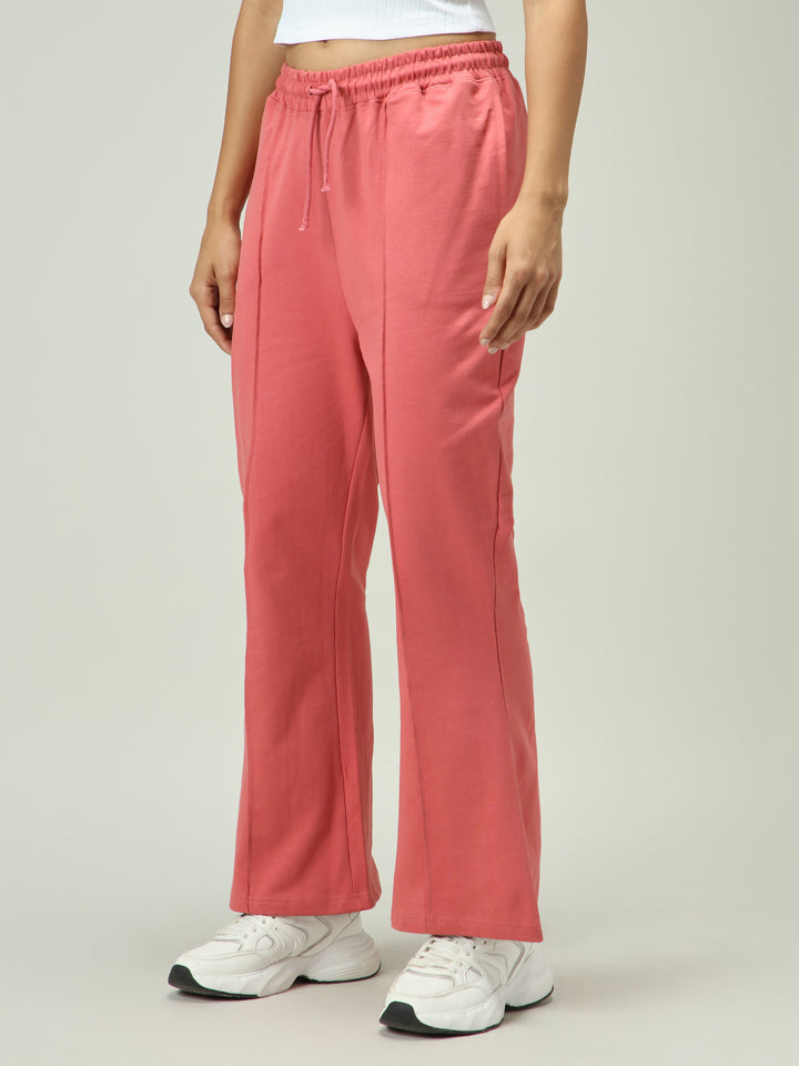 Mauve Solid Pintuck Sweatpants