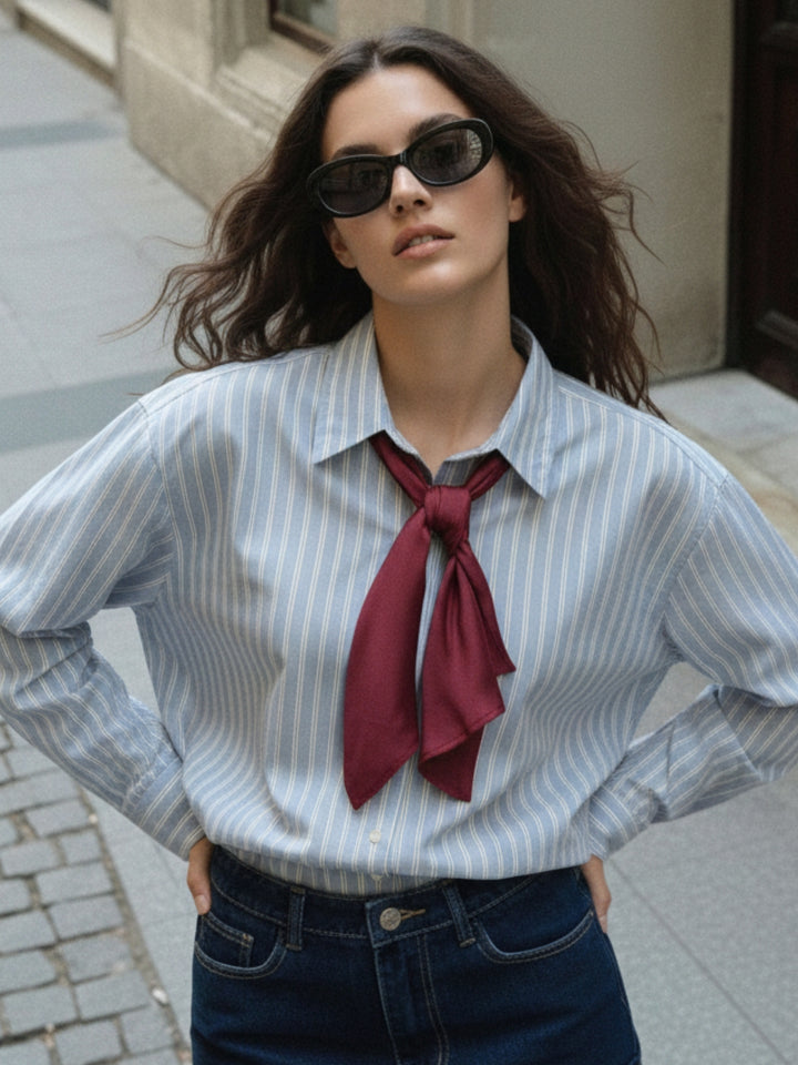 Blue Long Sleeve Stripe Shirt