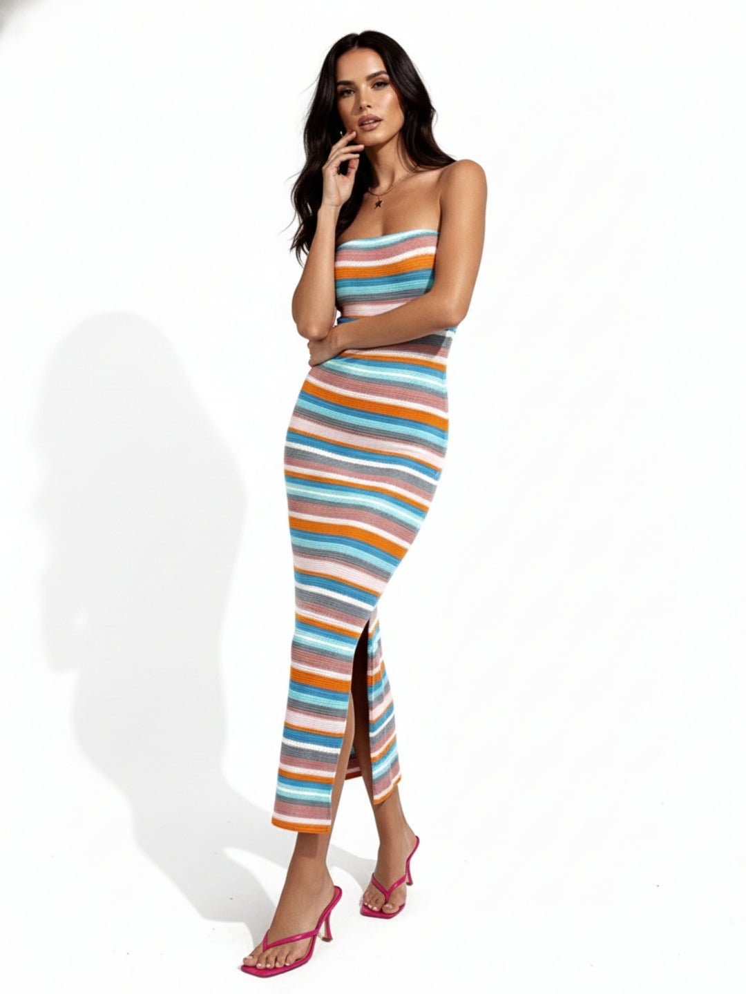 Multi Tube Striped Bodycon Dress