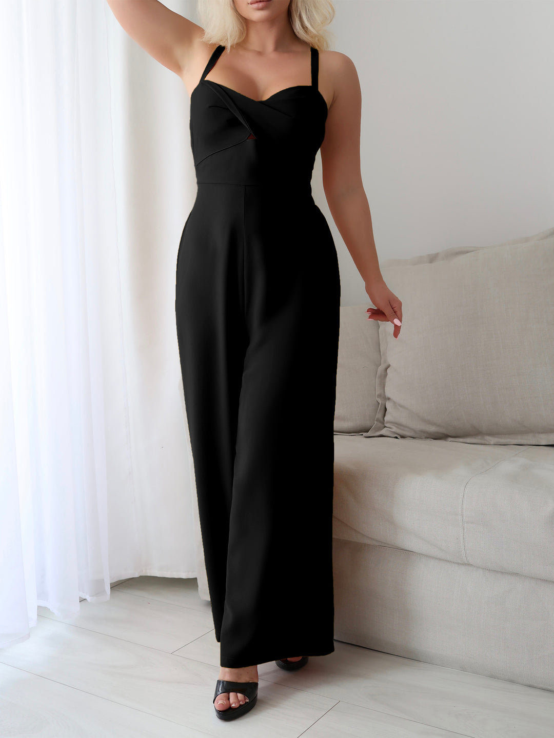 Black Sweetheart Neck Jumpsuit