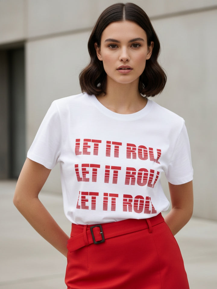 White Regular Fit Graphic Tshirt