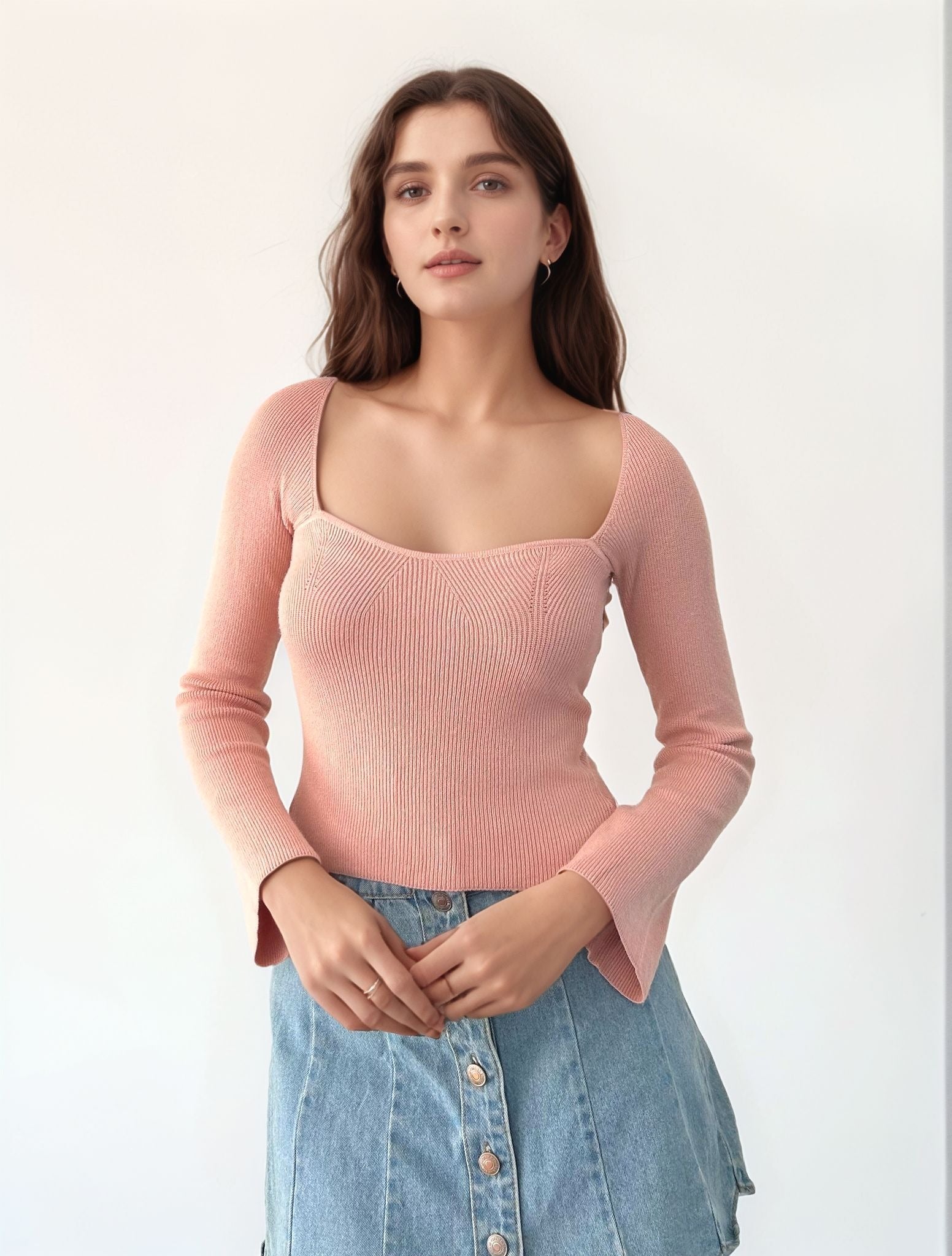 Pink Sweatheart Neckline Flat Top