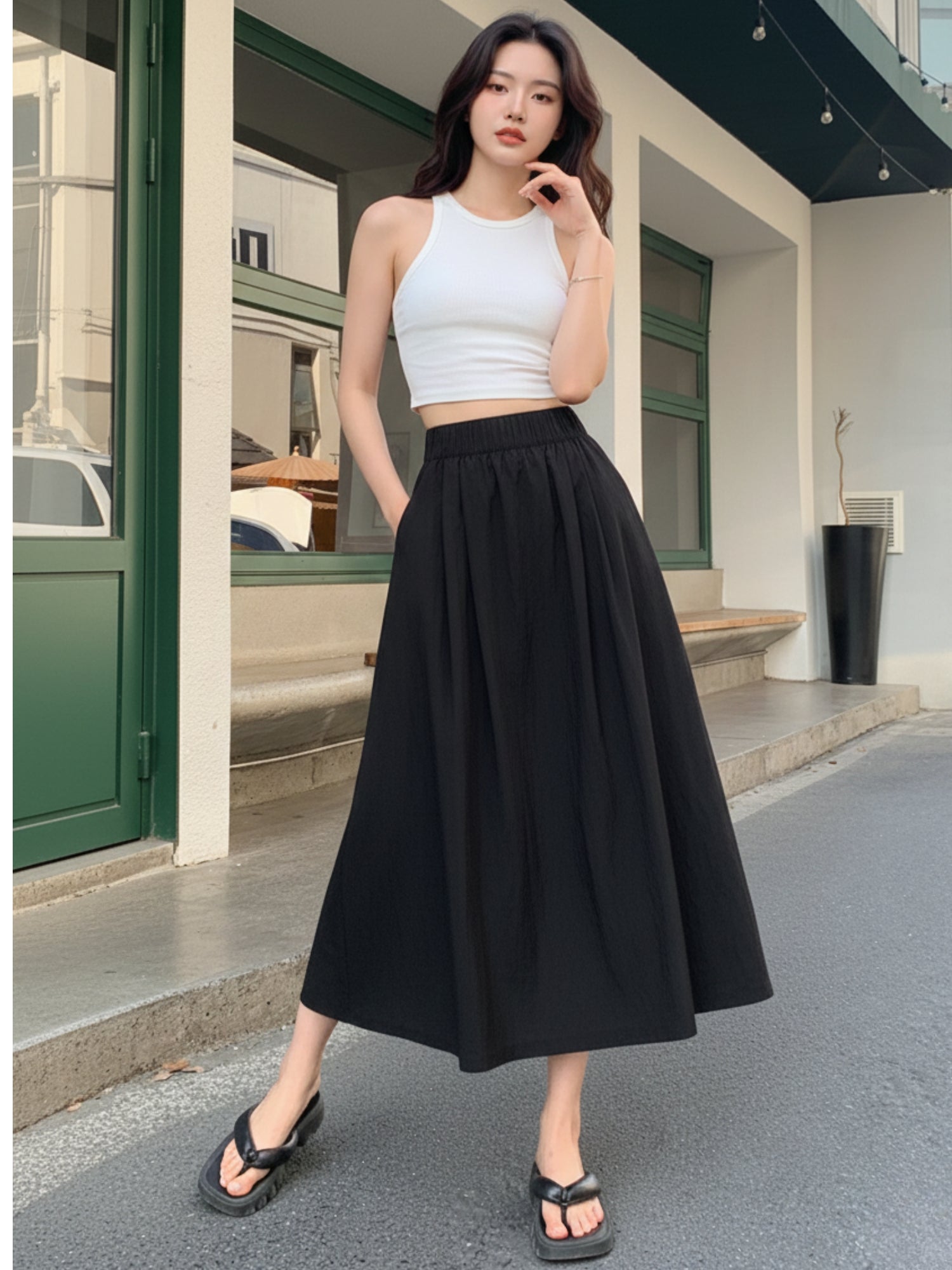 Black Flared Skirt