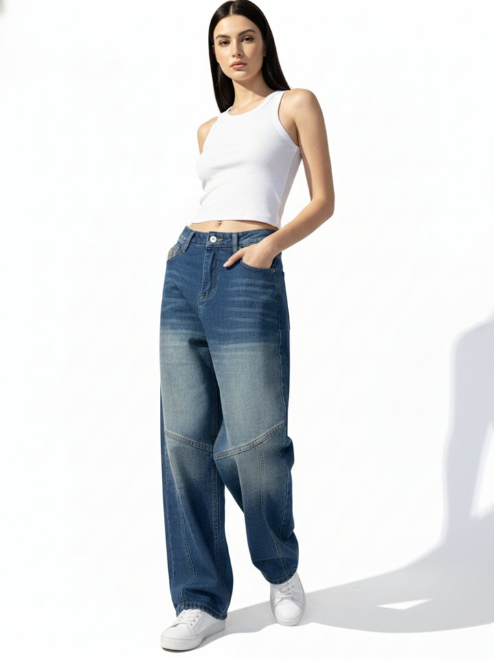 Light Blue High Waist Wide Leg Jeans