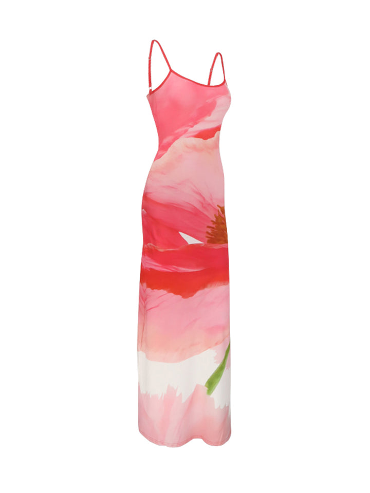 Red Bold Floral Print Dress