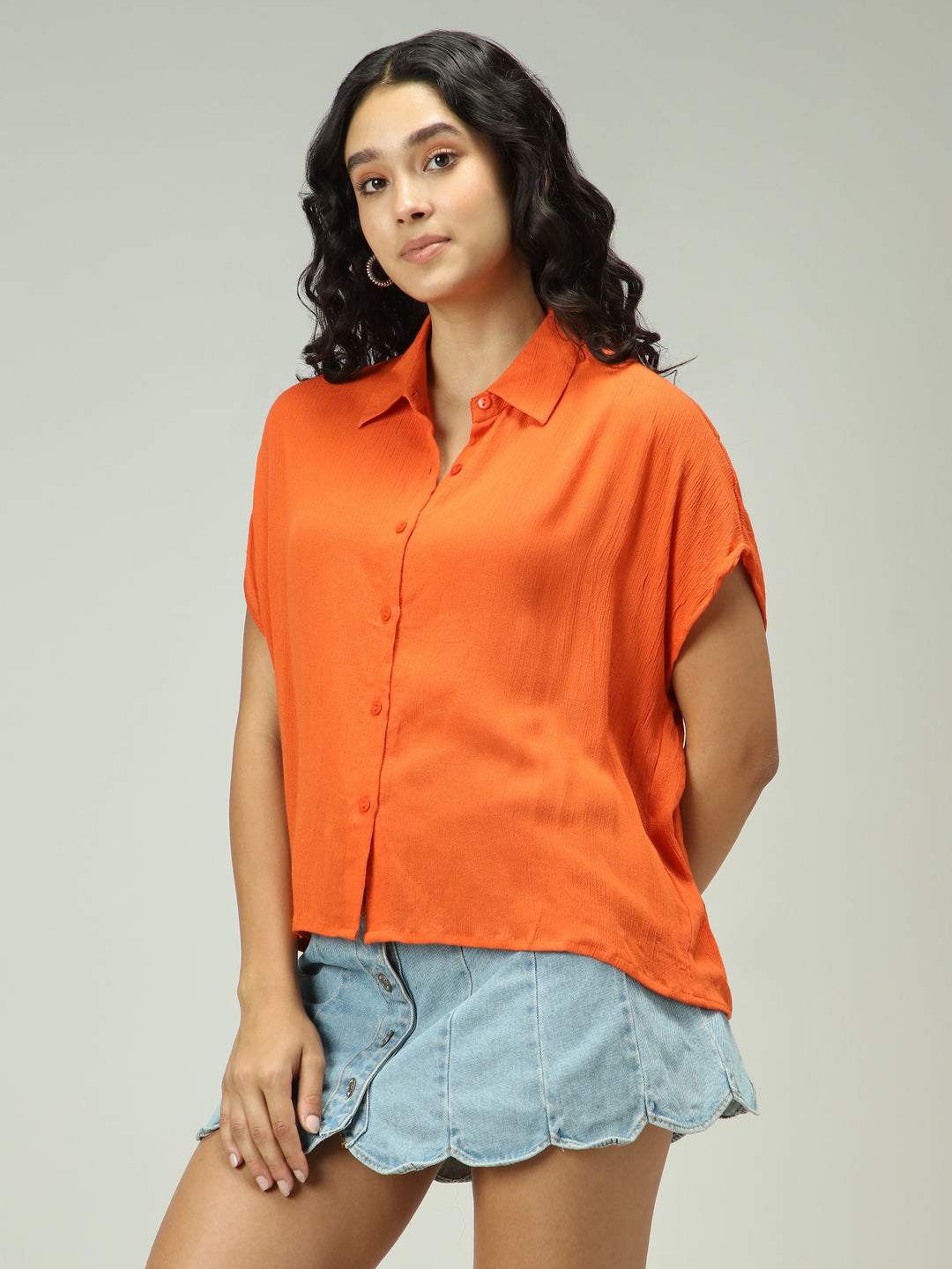 Rust Solid Flowy Shirt