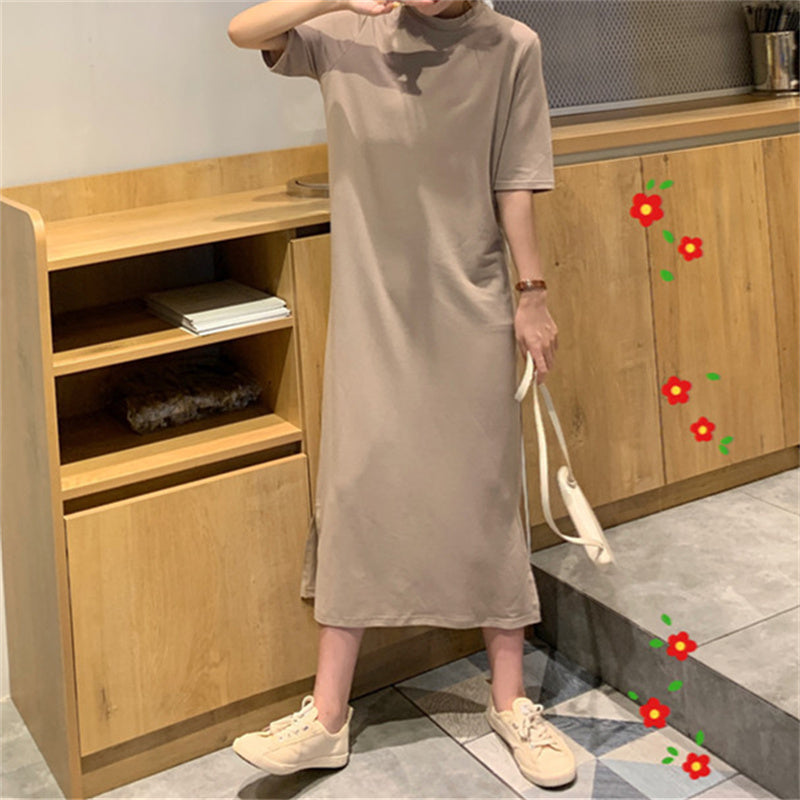 Solid Khaki Color Tee Dress