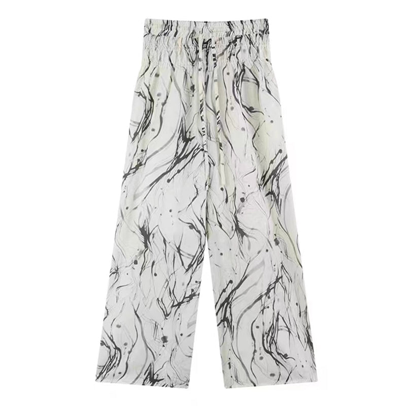 Off White Marble Printed Pants