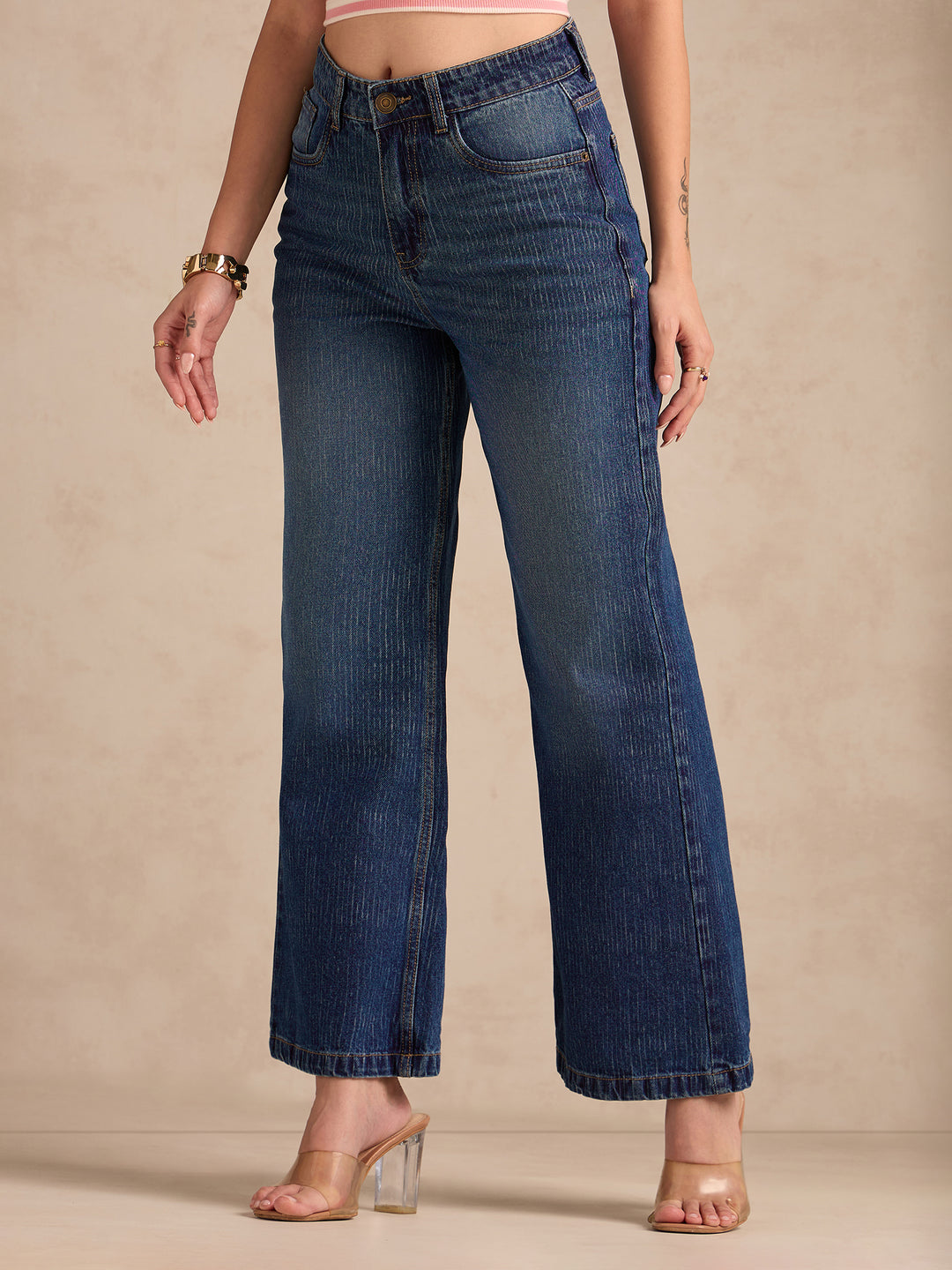 Blue Washed Vintage Straight Fit Denim