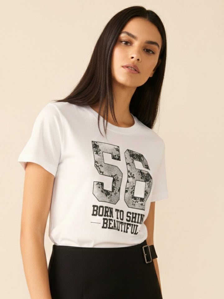 White Short Sleeves Crew Neck T-Shirt