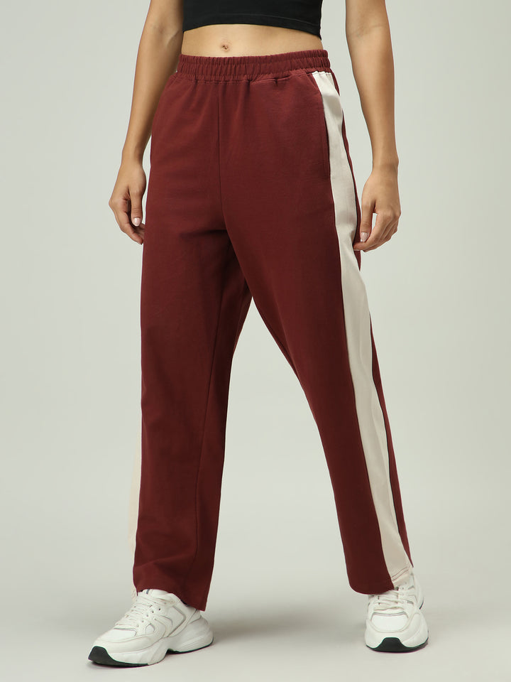 Brown Contrast Striped Sweatpants