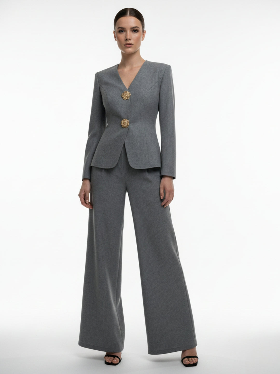 Grey Suit And Pant Co-Ord Set