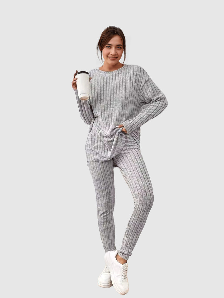 Grey Wide Rib Co-Ord Set
