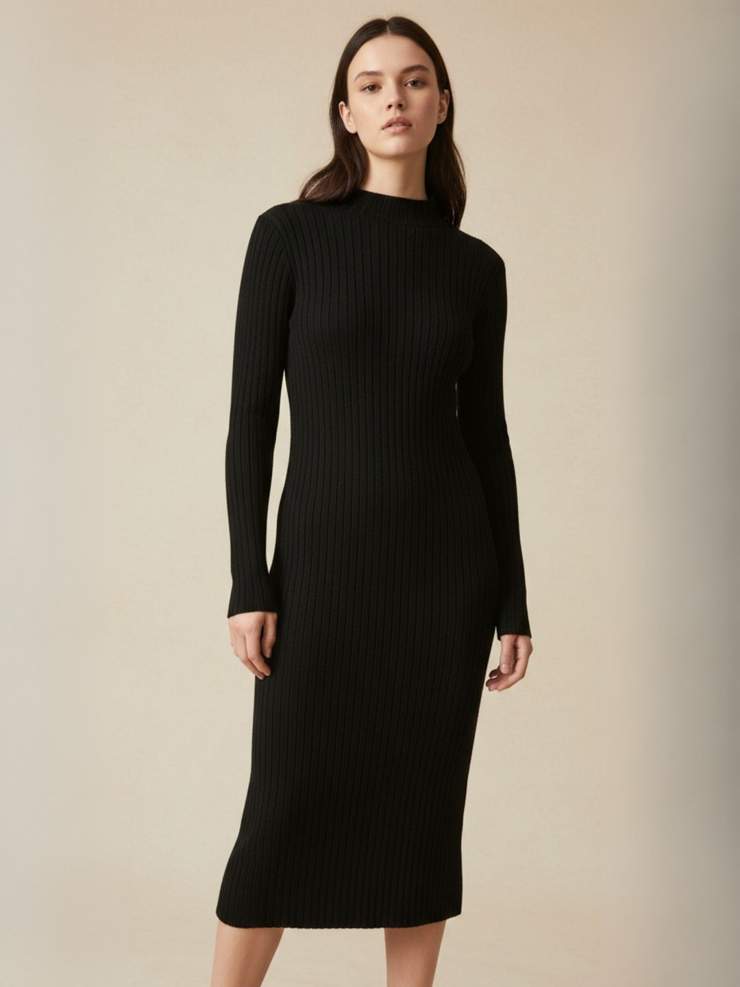 Black High Neck Sweater Dress