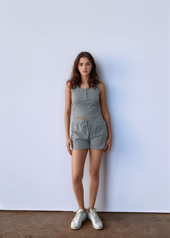 Grey Casual Solid Co-Ord Set