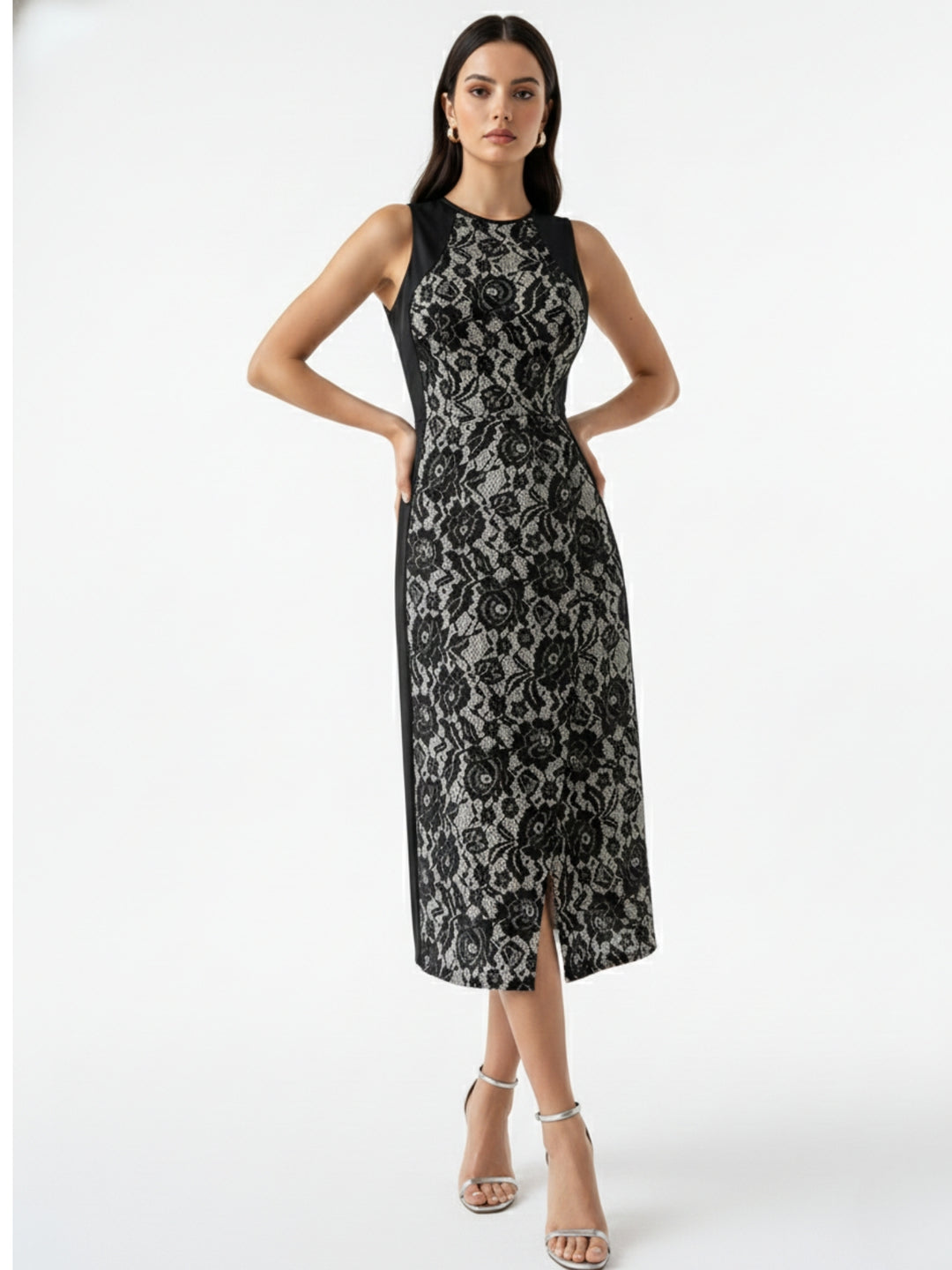 Black Sleeveless Textured Dress