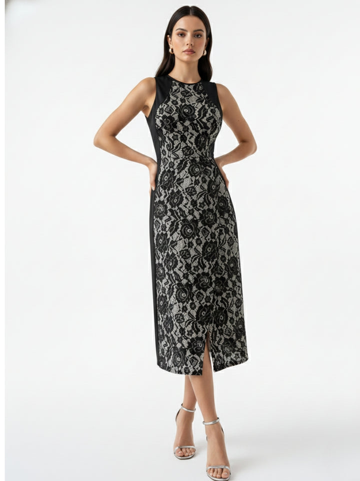 Black Sleeveless Textured Dress