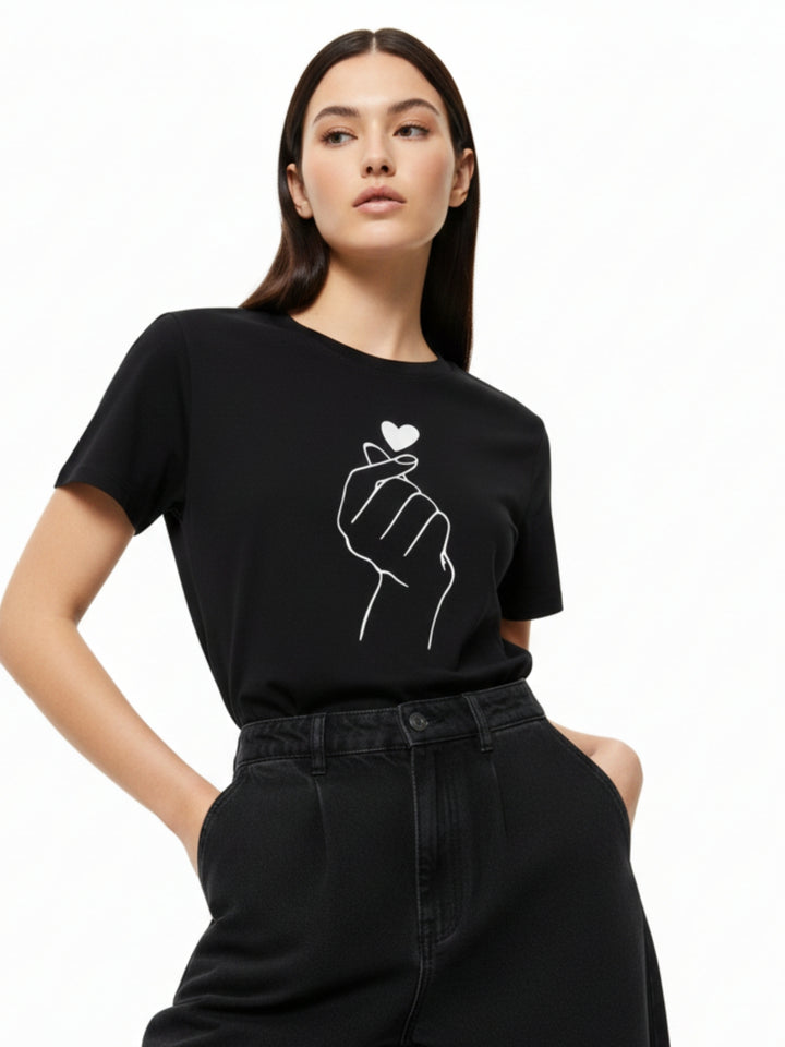 Black Regular Fit Graphic Tshirt