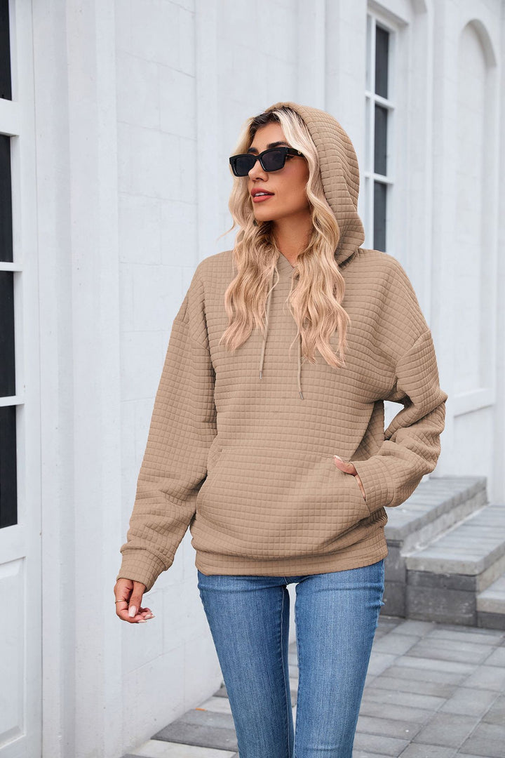 Beige Full Sleeves Solid Hoodie