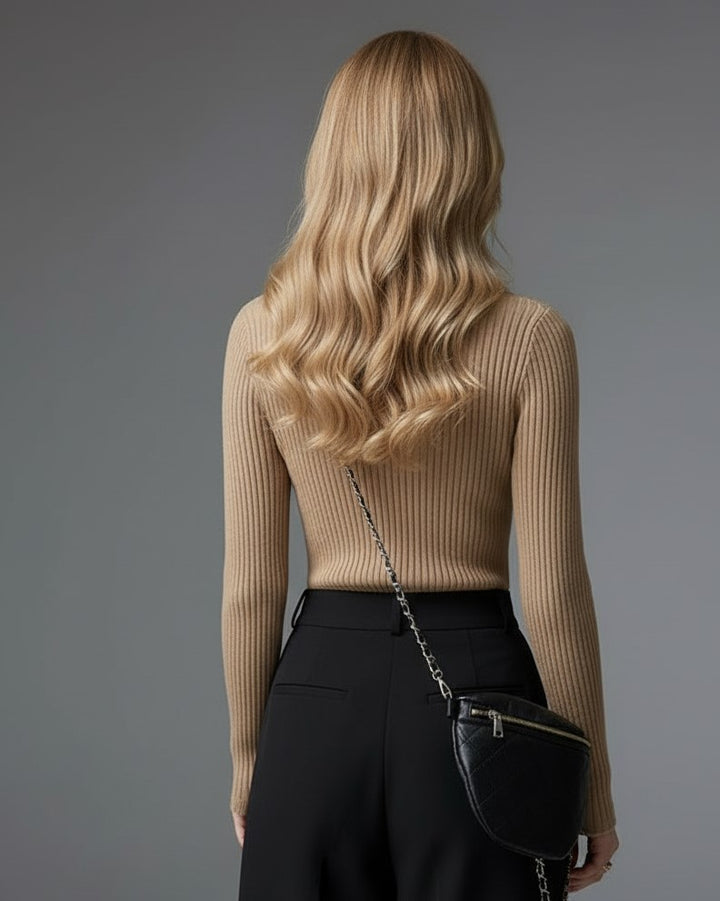 Brown Flat Knit Top