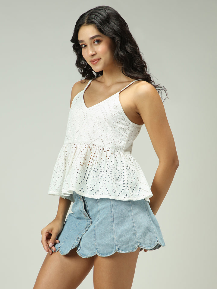 White Strappy Aline Schifley Top