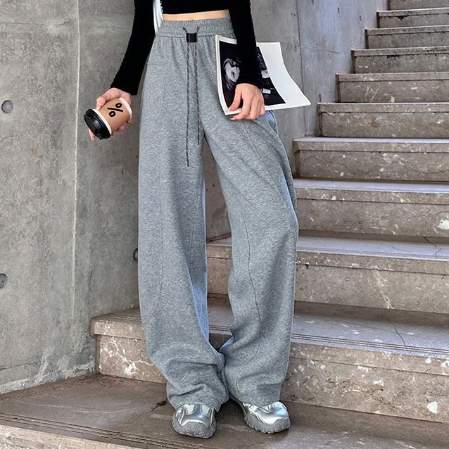 Grey Solid High Waist Jogger