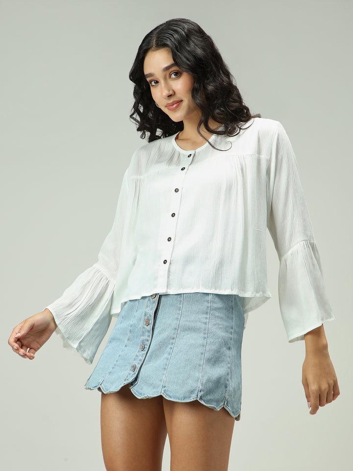 White Button Down Flowy Shirt