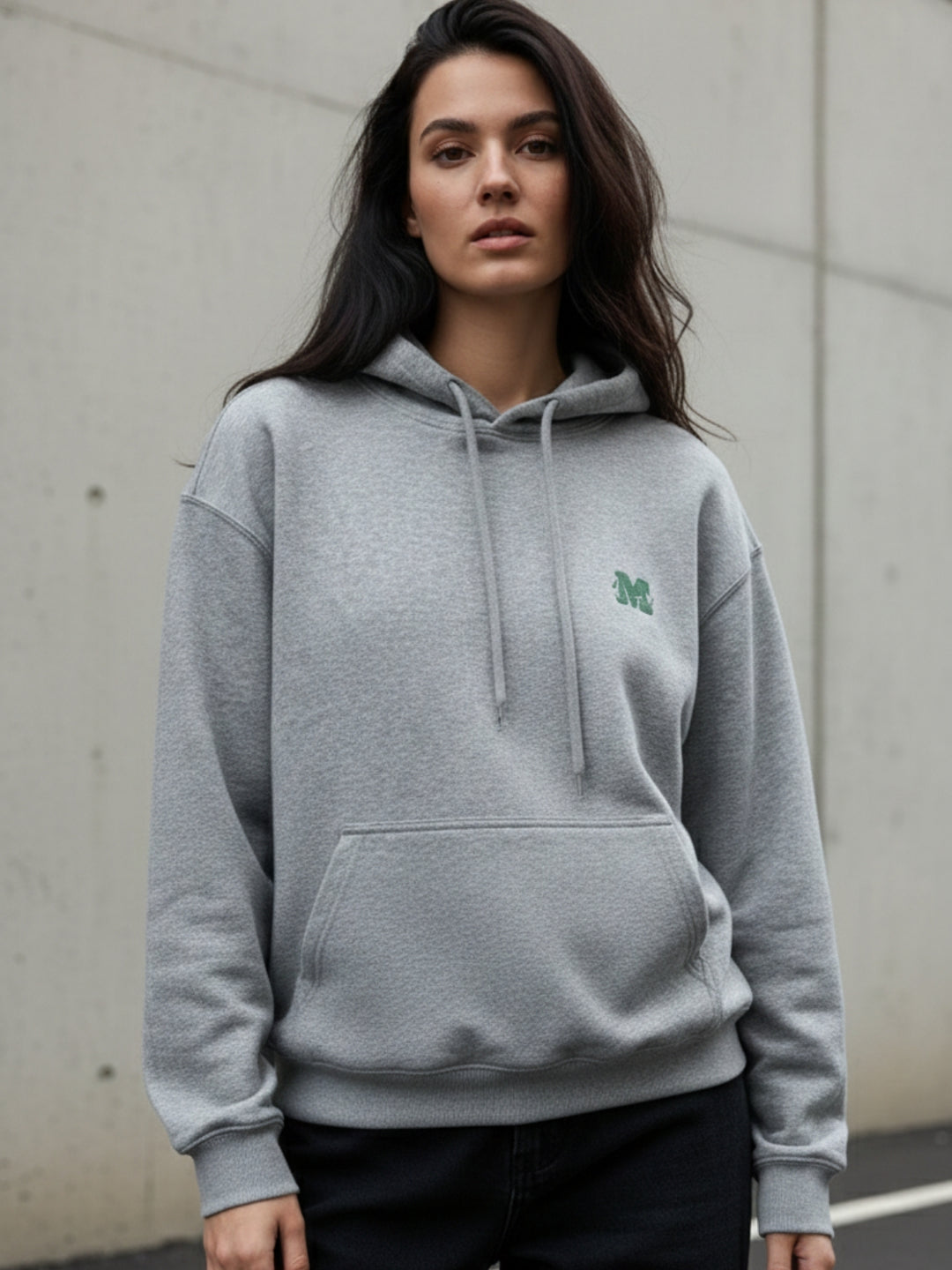 Grey Full Sleeve Printed Hoodie