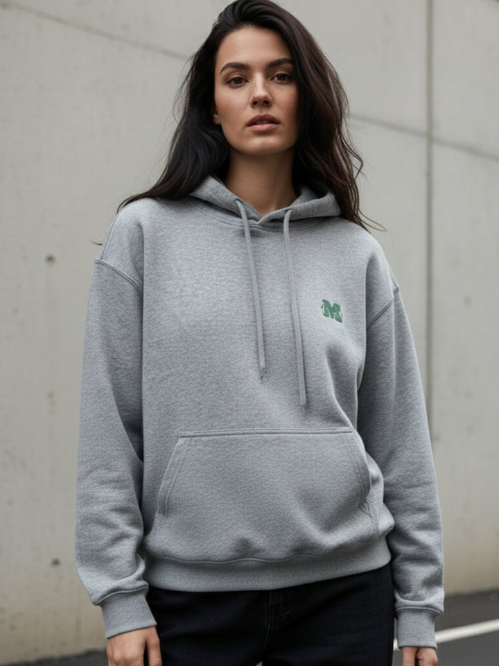 Grey Full Sleeve Printed Hoodie