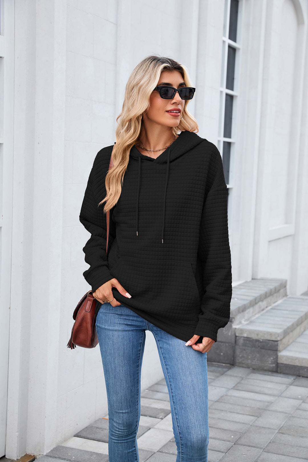 Black Full Sleeves Solid Hoodie