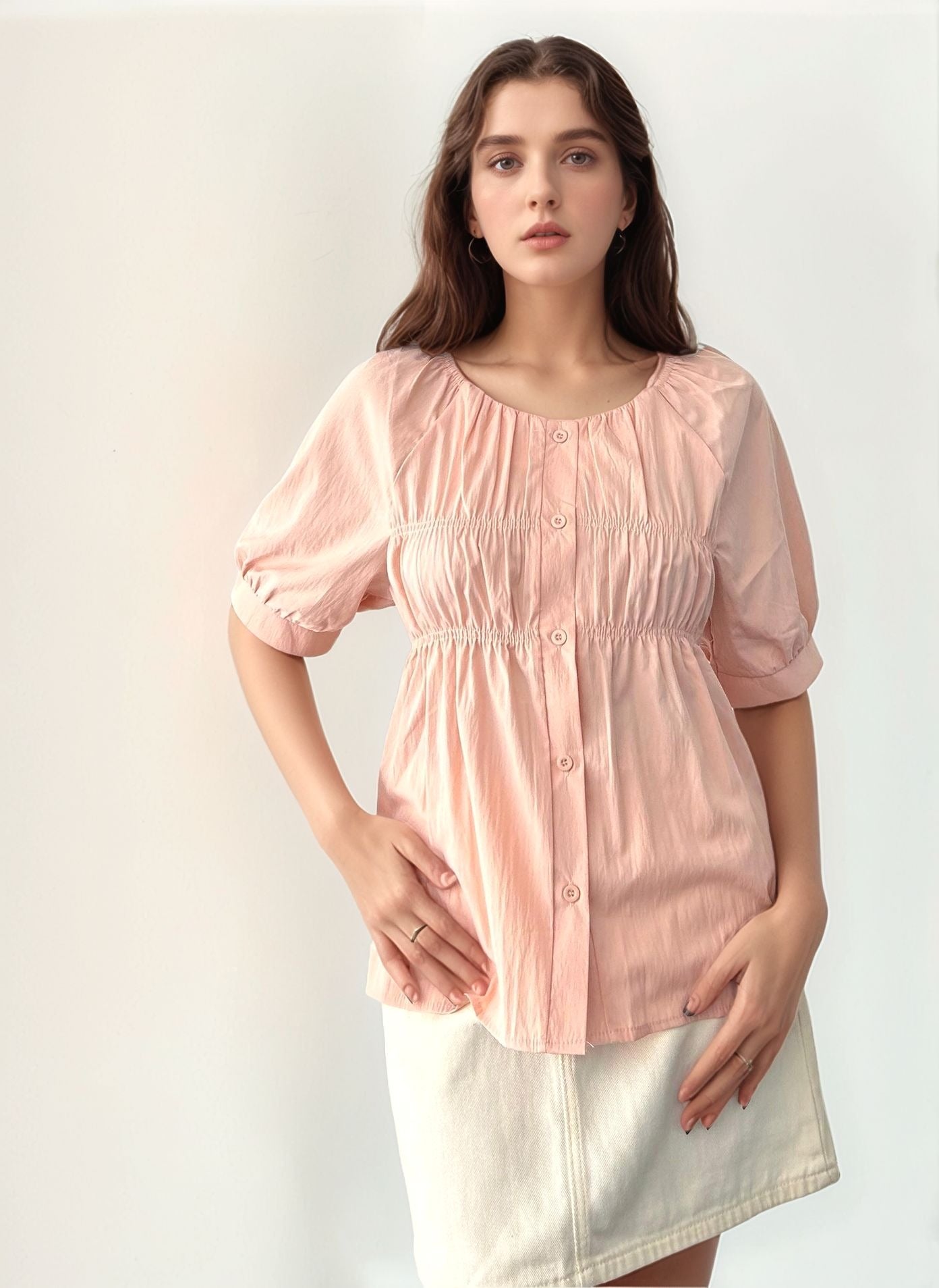 Pink Front Ruching Top