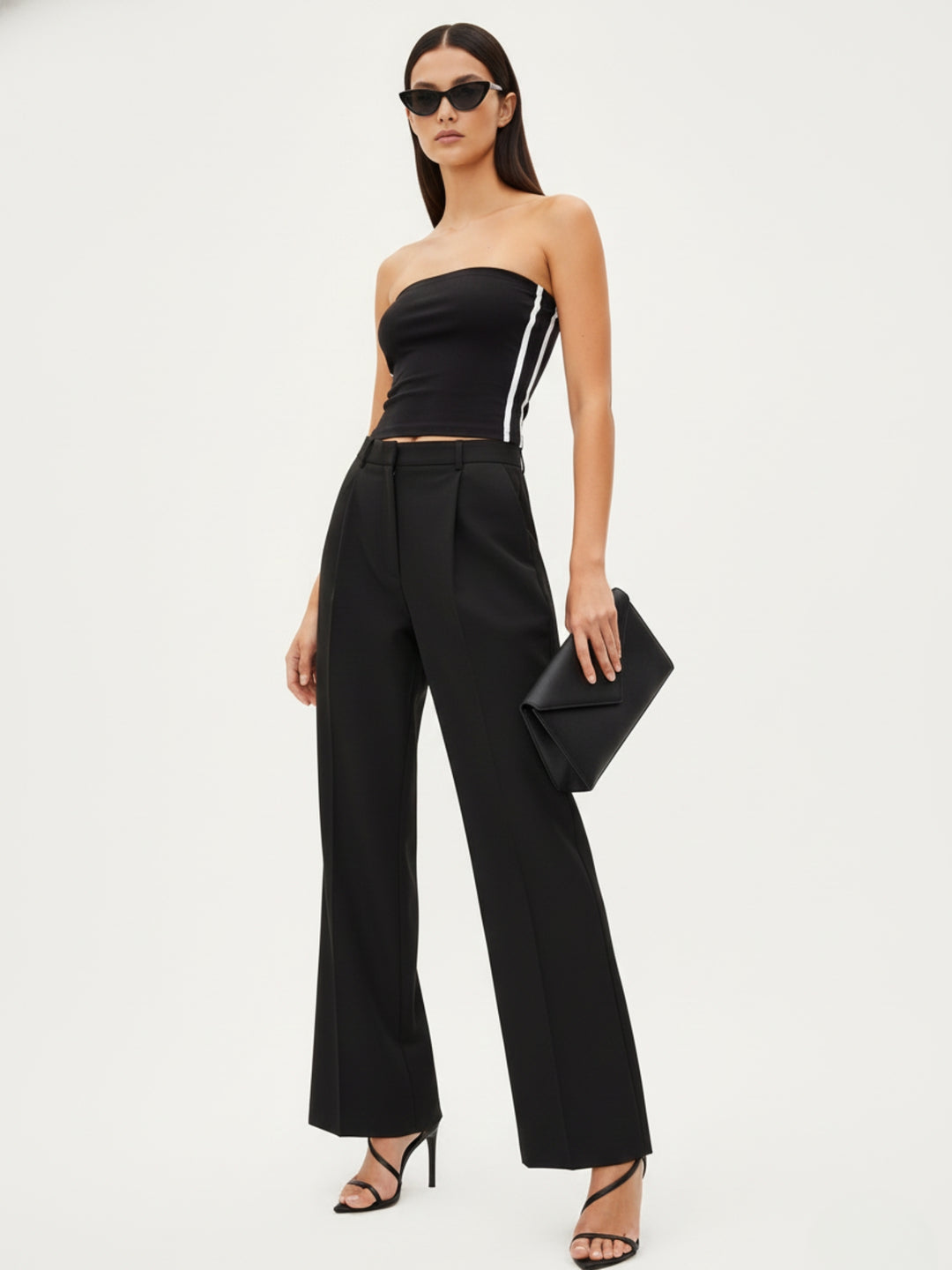 Black Tube Striped Top