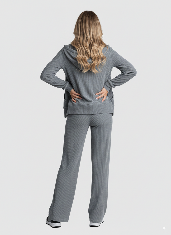Solid Grey Long Sleeve Knit Sets