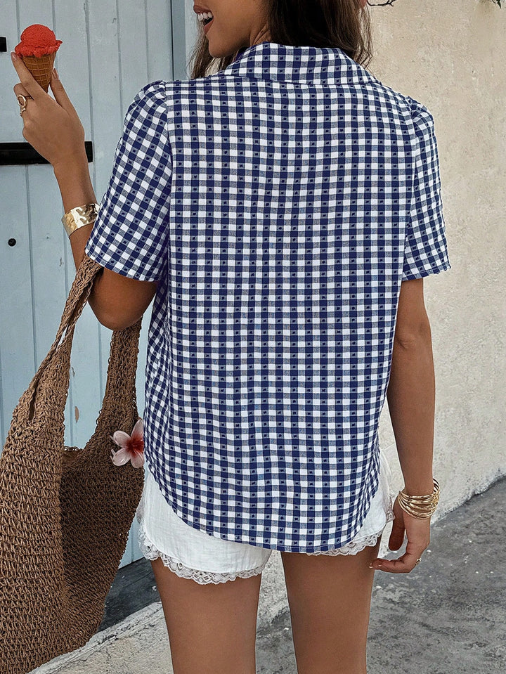 Blue Blue And White Check Shirt