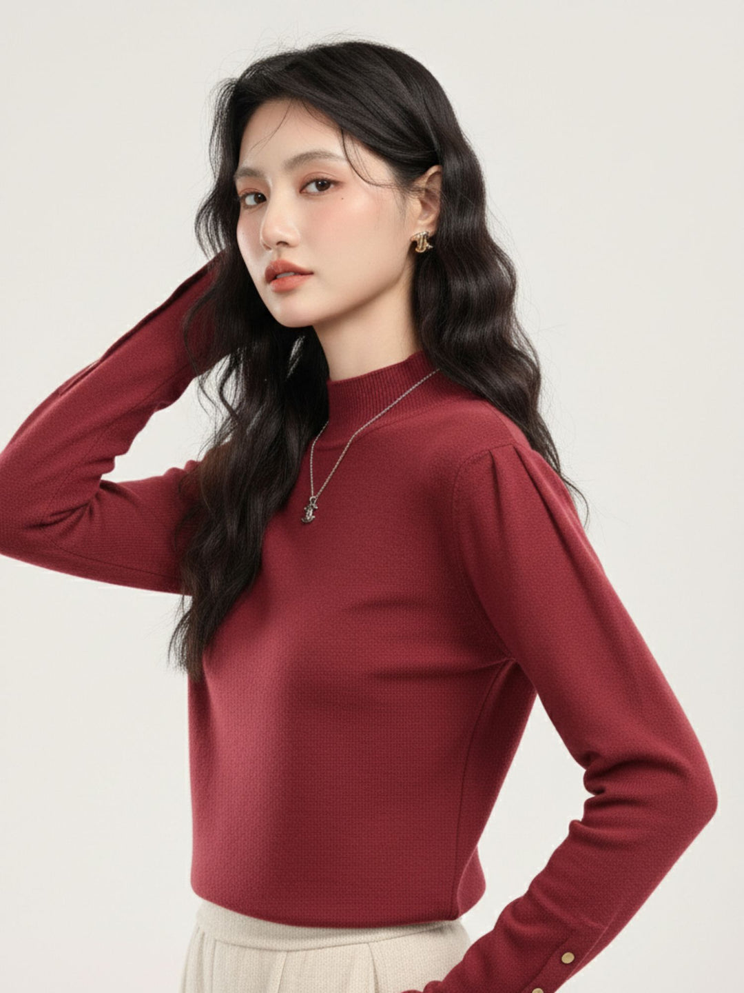 Maroon Full Sleeve High Neck Sweaters