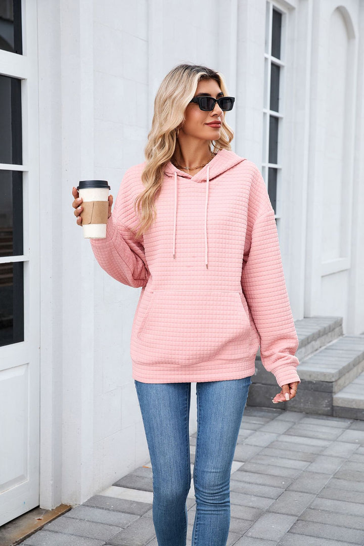 Pink Full Sleeves Solid Hoodie