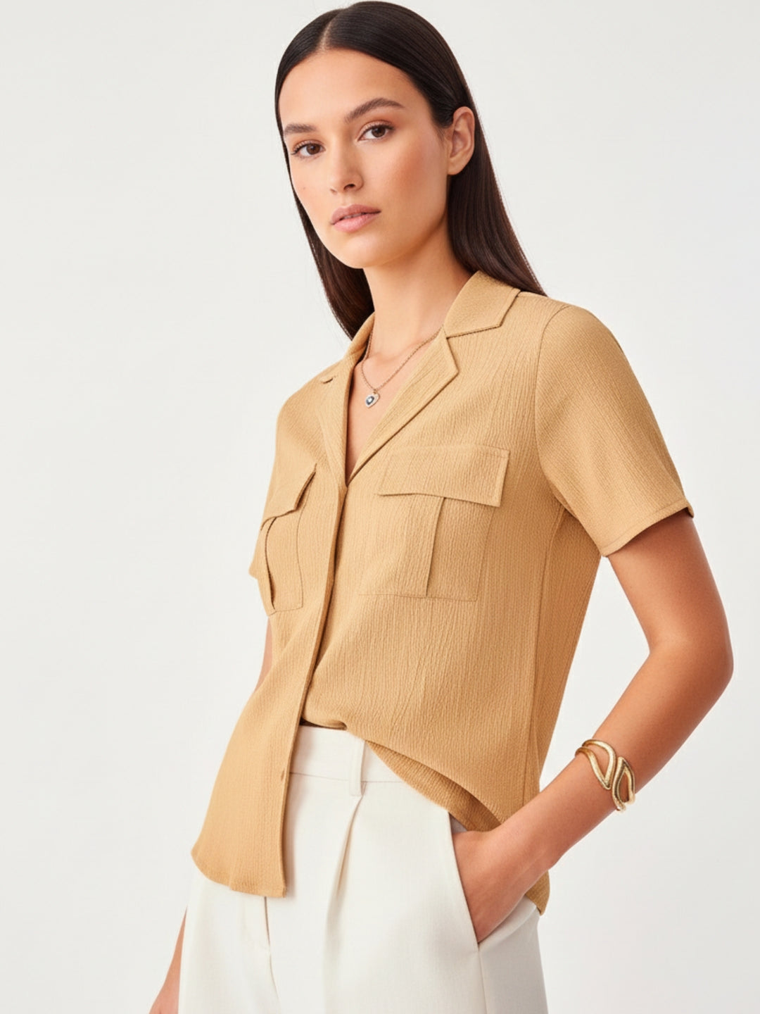 Beige Utility Detail Shirt