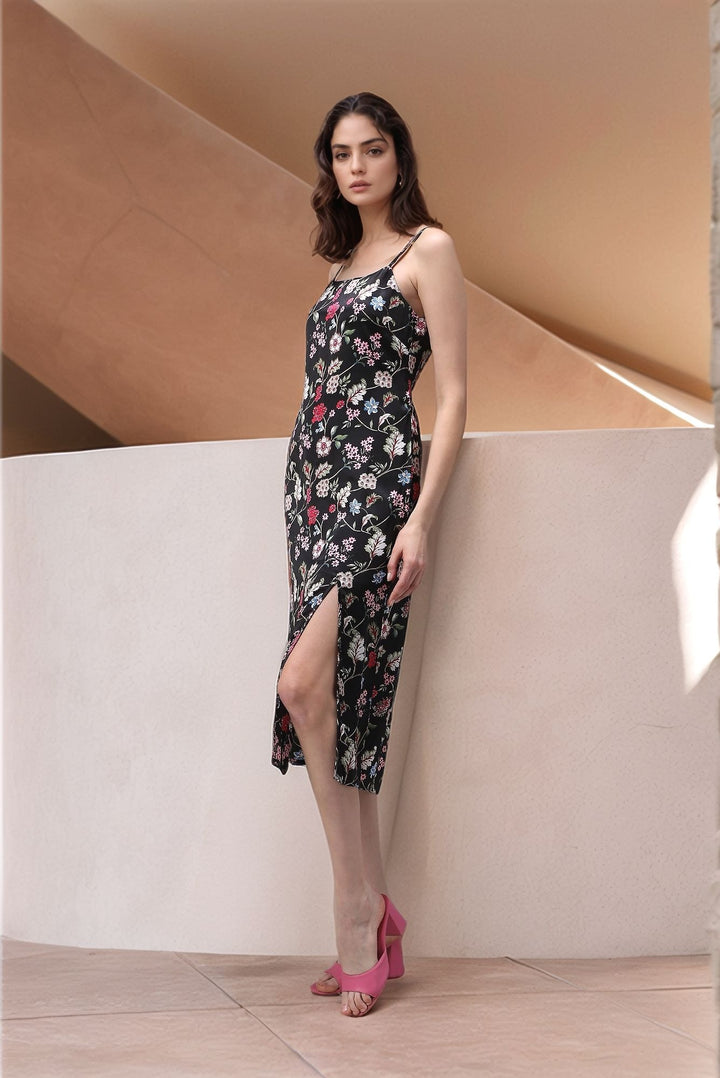 Multi Side Slit Satin Dress