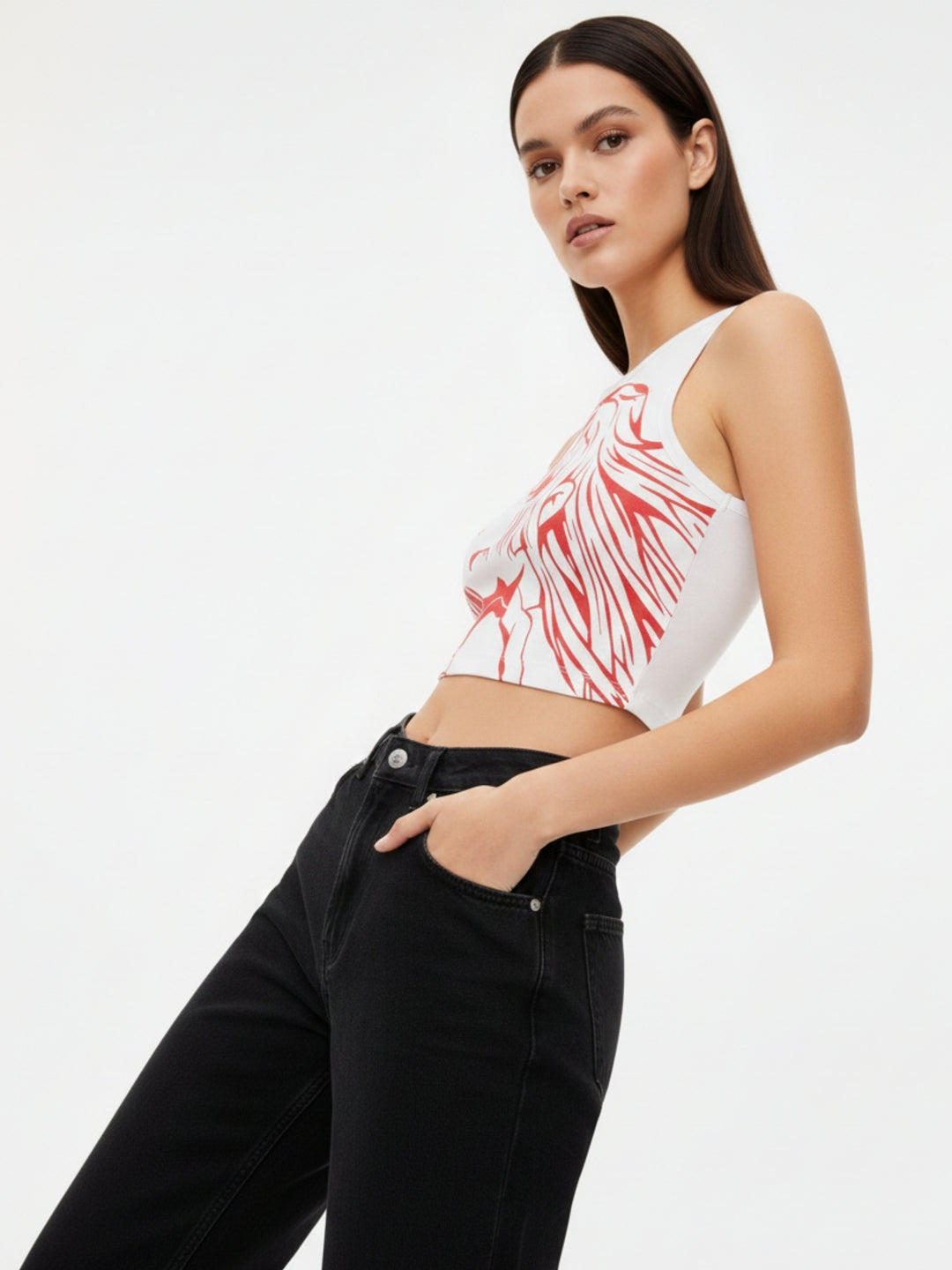 White Graphic Tank Top