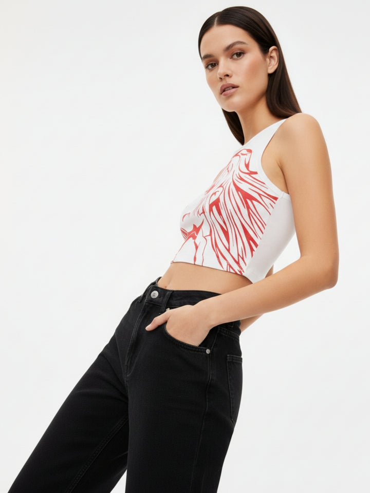 White Graphic Tank Top