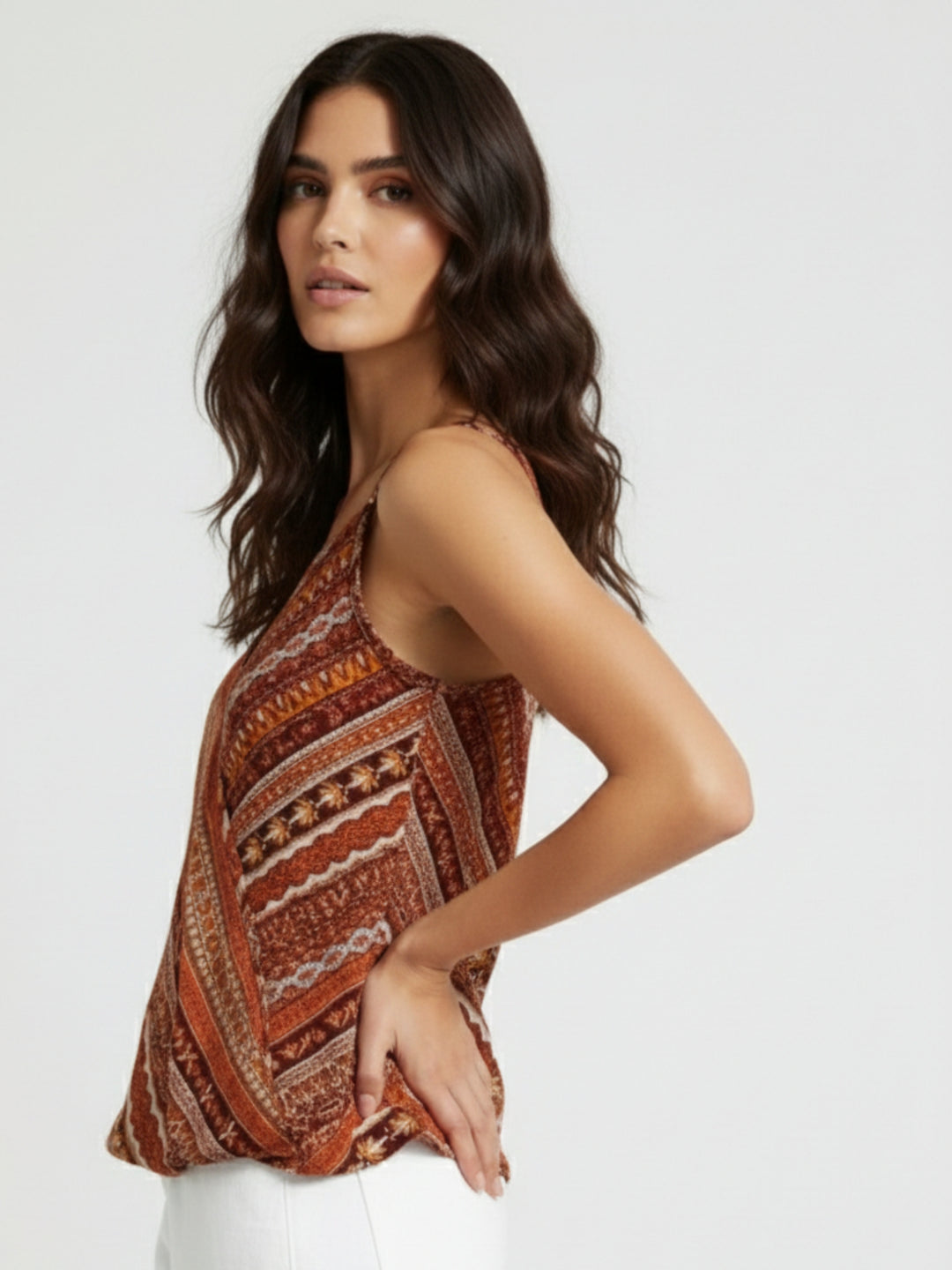 Multi Spaghetti Strap Printed Top