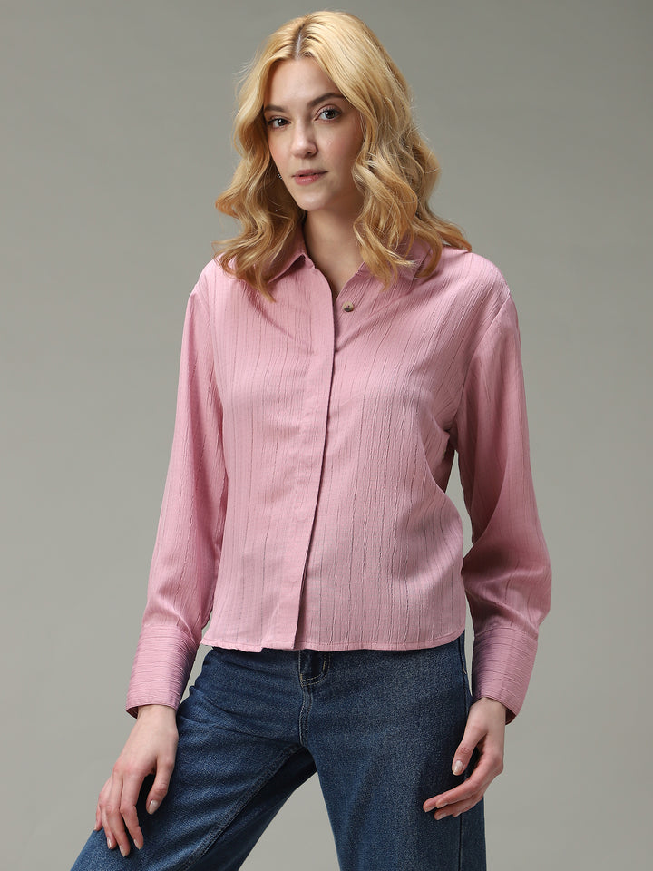 Pink Side Button Detailed Shirt