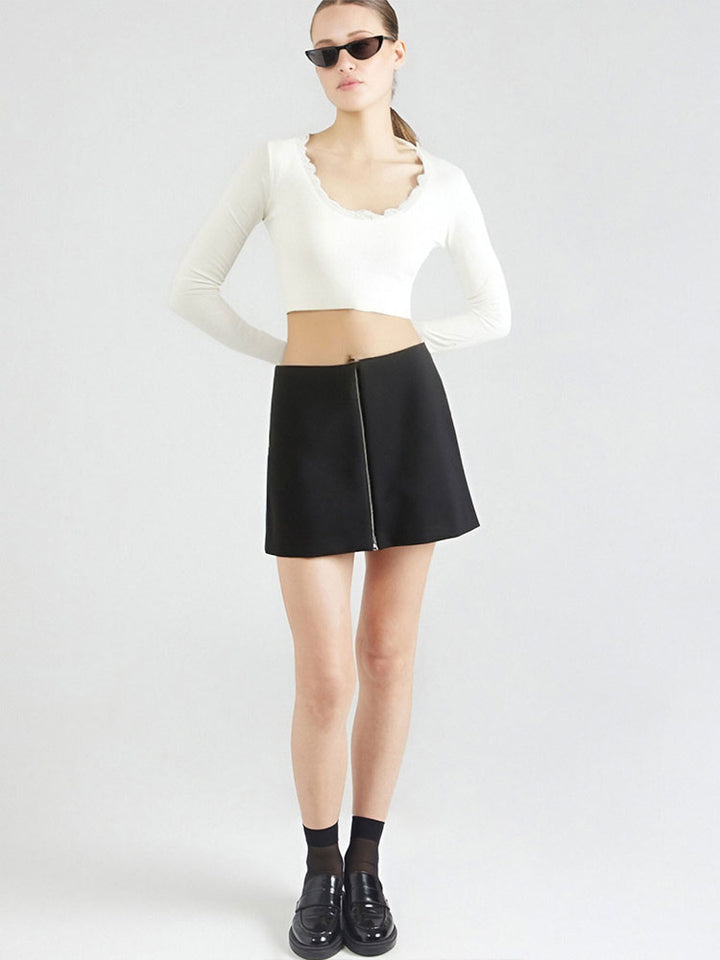 White Back Less Tie Up Full Sleeves Top