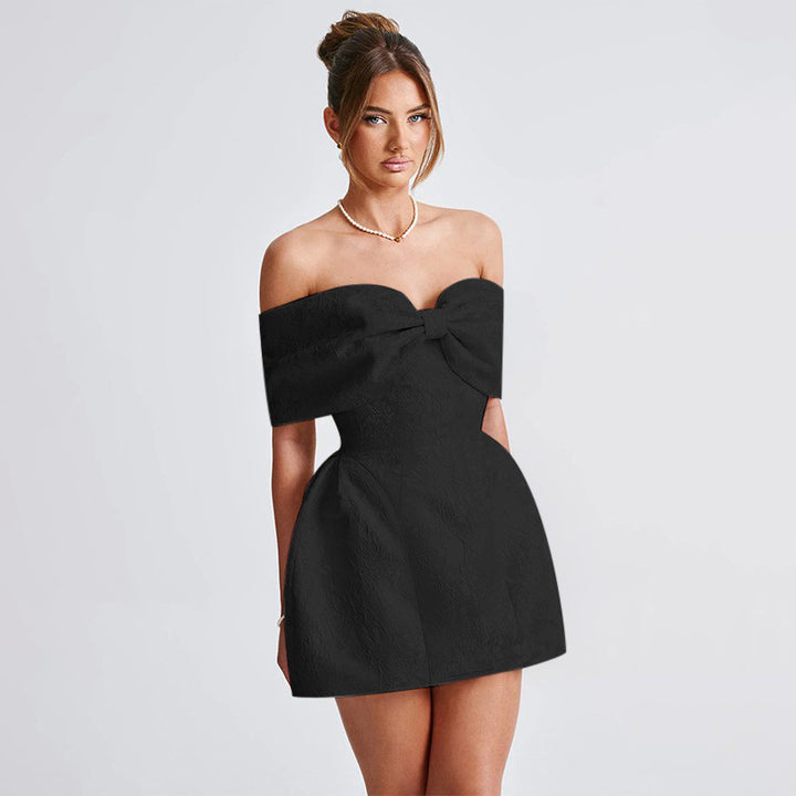 Black Ultra Big Bow Mini Dress