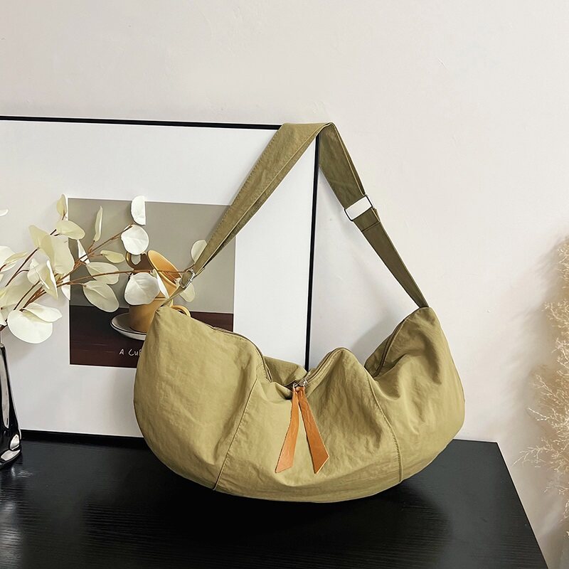 Khaki Solid Shopper Hobo Bag