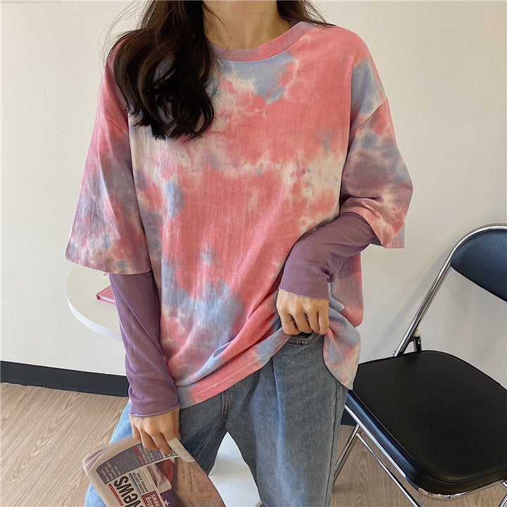 Purple Tie And Dye Oversized Tee