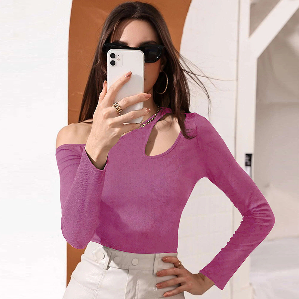 Pink Off-Shoulder Cut Out Sleeve Top