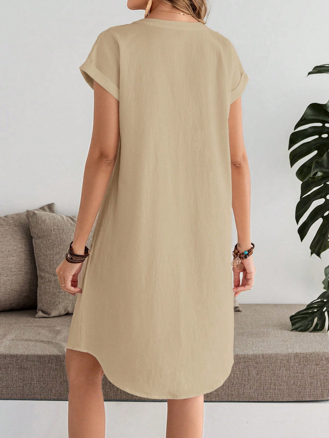 Khaki Button Down Shirt Dress